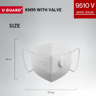 หน้ากากกันฝุ่น U GUARD KN95V ( มีวาล์ว ) รุ่นหายใจสะดวก ผ้านุ่ม ป้องกัน PM 2.5 ควัน ไม่รัดหู