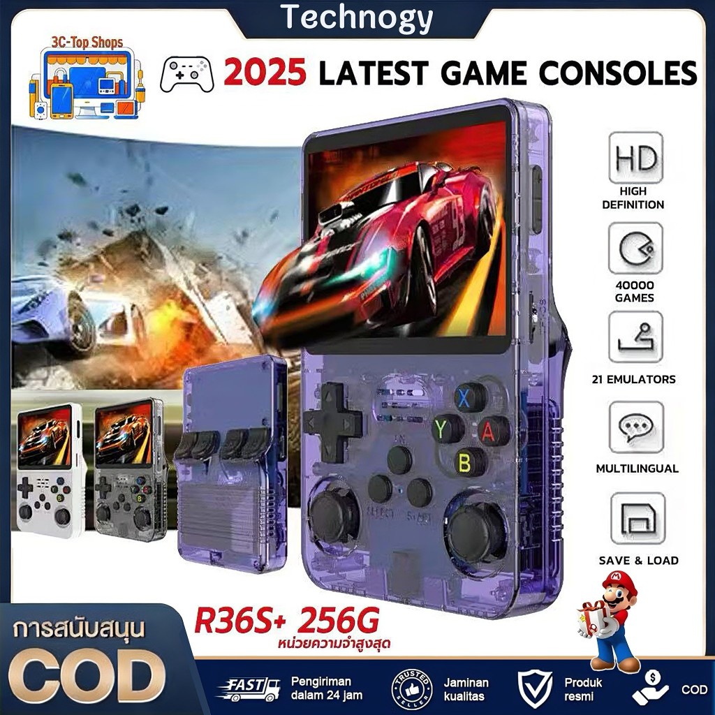 เครื่องเล่นเกมพกพา New R36S R36H Retro Game Console 128GB วิดีโอเกม เกมคอนโซลแบบพกพาสามารถชาร เครื่อ