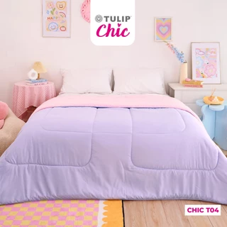 TULIP CHIC ผ้าห่มนวม ทูโทน สีม่วง-ชมพู สีพื้นพาสเทล CHIC T04 ผ้านวมหนานุ่ม ห่มสบาย สไตล์มินิมอล