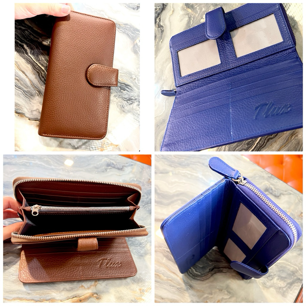 TLux item 77 หนังวัวชามัวร์พ่น กระเป๋าสตางค์หนังแท้ใบยาว หนังวัวแท้ กระเป๋าสตางค์ซิปรอบ ใส่บัตรได้เยอะ ใส่แบงค์ได้มาก - รูปที่ 5