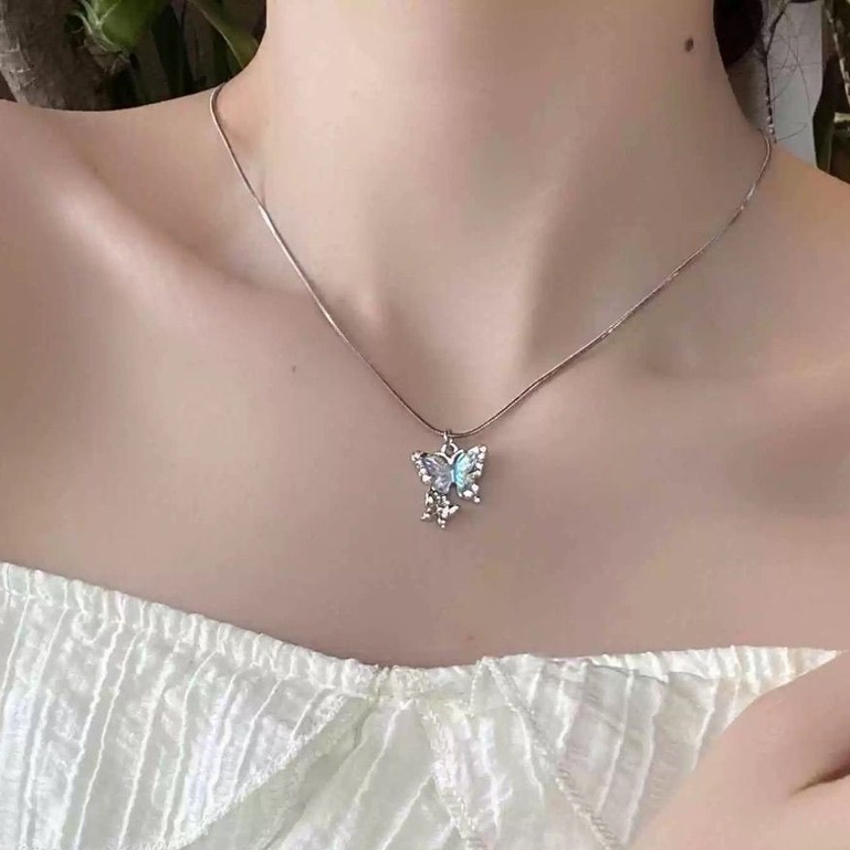 สร้อยคอผีเสื้อ เรซิ่น เครื่องประดับ แฟชั่น งานเกาหลี N190