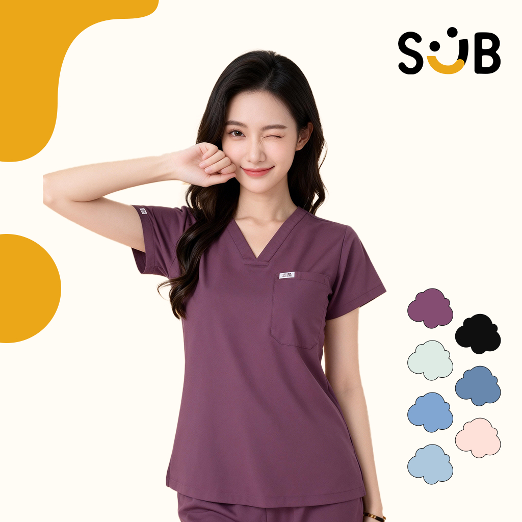 Subscrub ชุดสครับ ชุดห้องผ่าตัด ชุดแพทย์ ชุดพยาบาล ชุดเข้าเวร เสื้อคอวี(เสื้อ+กางเกง)