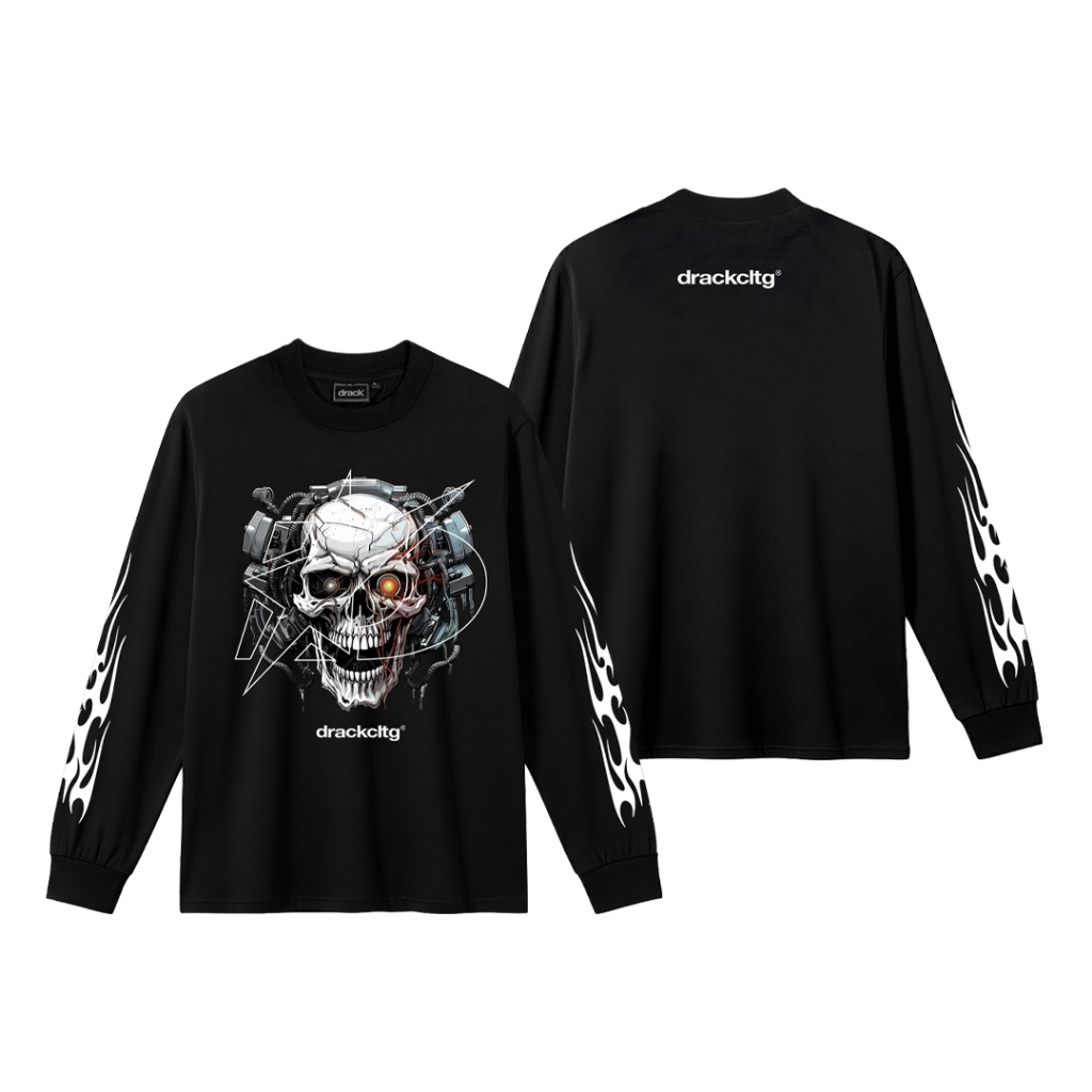 DRACK - SKULL ROBOT เสื้อยืดคอกลมแขนยาว