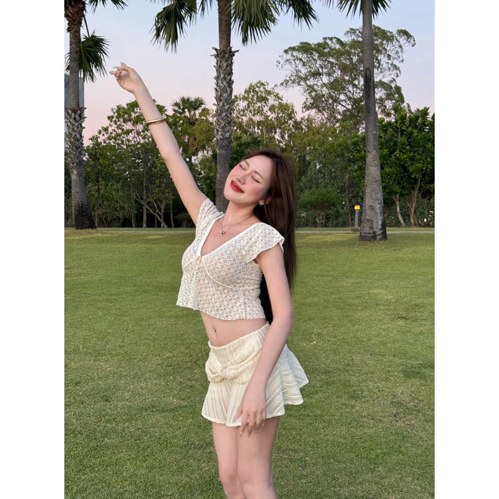 Sundae skirts (SR37)🐰🥂 กระโปรงสั้นดีเทลแต่งโบว์ siristylebkk - รูปที่ 5