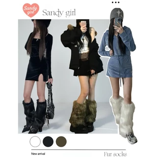 SandyGirl พร้อมส่งในไทย ถุงเท้าขนเฟอร์ Leg Warmers รุ่น Furry Glam ขนฟู สไตล์ Yeti / Winter Kawaii สุดคิวท์️️