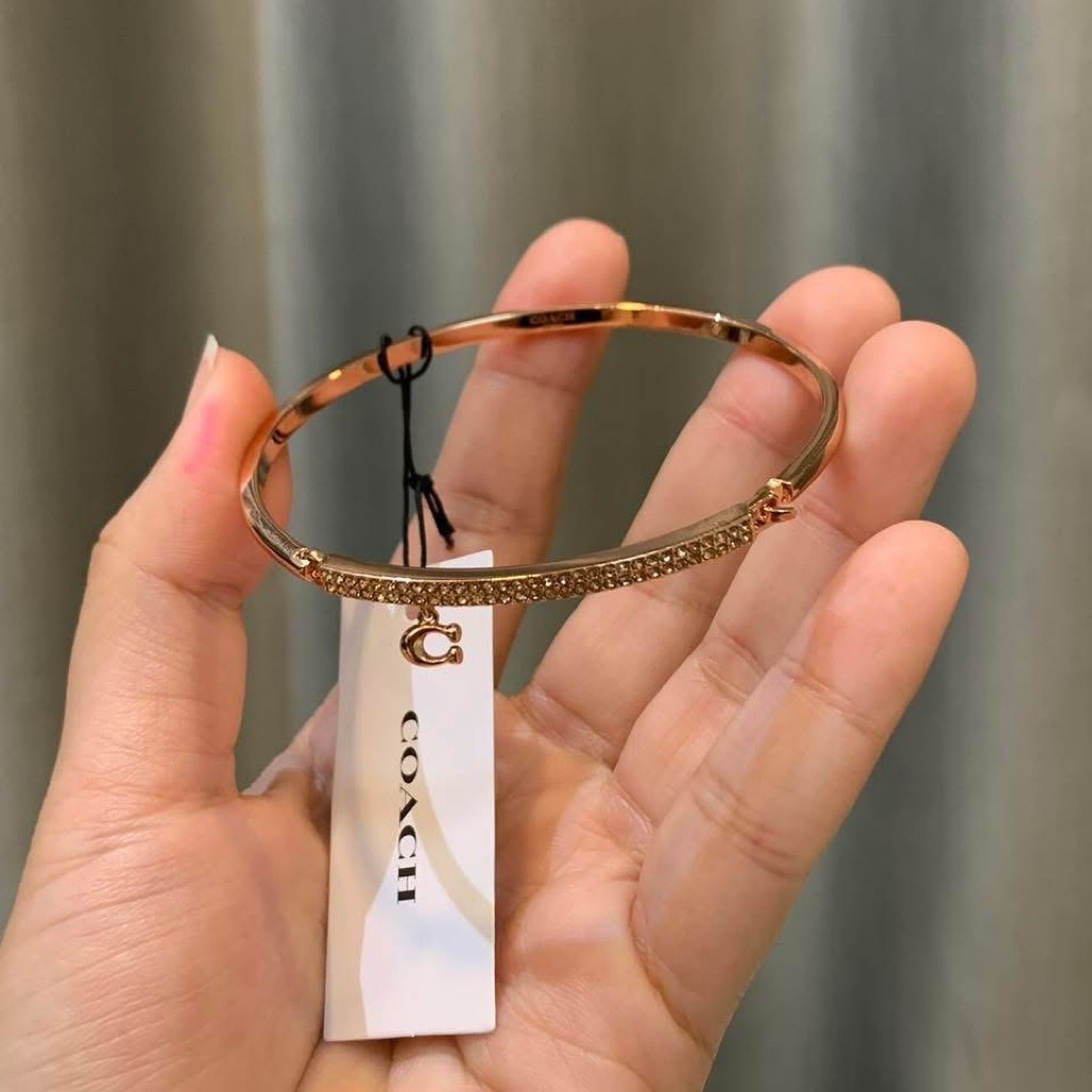 [ พร้อมส่ง🇹🇭 ] C🌸ACH Bar C Charm Bangle Bracelet แท้💯