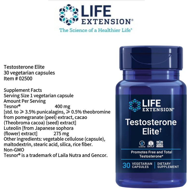 LE Testosterone Elite 30 vegetarian capsules promotes youthful testosterone production