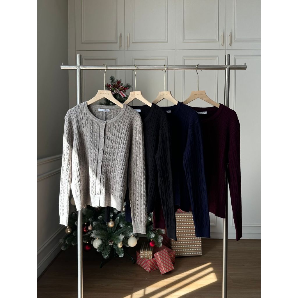 Maplepie - Ren Knitted Cardigan คาดิแกนถักลายเปียแขนยาว