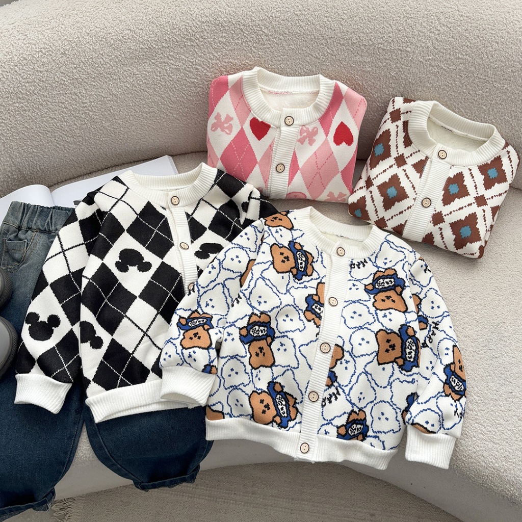 🔥พร้อมส่ง จากไทย🔥เสื้อไหมพรมเด็ก 2 ชั้น ไซส์ 1-10 ปี เสื้อคาร์ดิแกน กันหนาว กันแดด ชาย หญิง