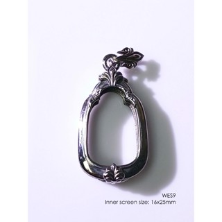 WES9Whitebrass Wessuwan amulet casing 16x25mm กรอบพระ ไวท์บร…