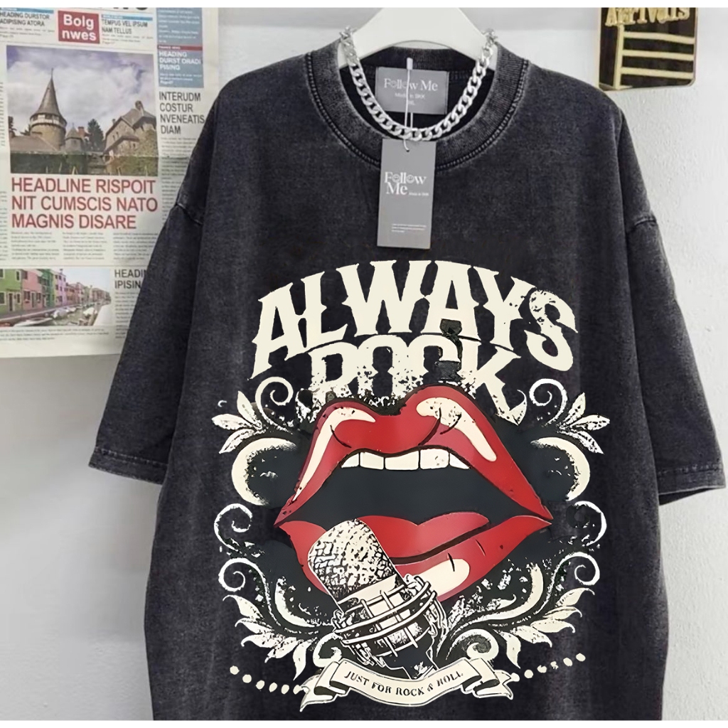 COD สไตล์อเมริกันหล่อ M-5XL เสื้อยืดเฮฟวี่เวทที่ผู้ชายและผู้หญิงใส่ได้ เสื้ออเนกประสงค์คอกลมหลวมพิมพ์ลายแฟชั่น ราคา ถูกที่สุด ดีลบีเคเค แกลเลอรีภาพที่ 5