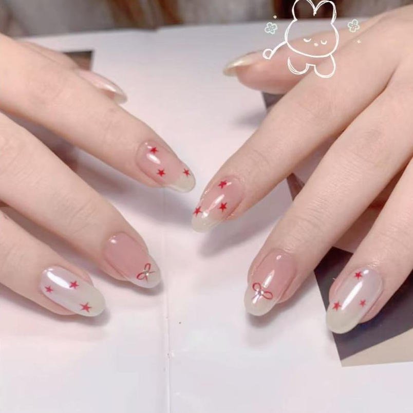 ลายใหม่พร้อมส่ง  ร้านไทย    DIYเล็บปลอม  กันน้ํา แบบถอดออกได้ จํานวน 24 ชิ้น【TT876】