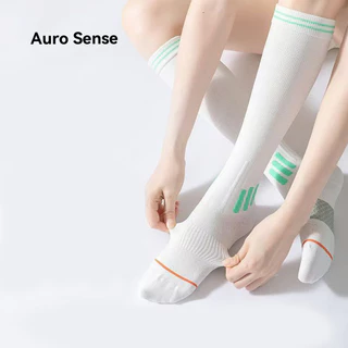 Auro Sense ถุงเท้ากีฬาแบบยาว บีบกระชับ ซัพพอร์ตน่อง ลดอาการล้า สีสันสดใส เหมาะสำหรับ วิ่ง ฟิตเนส