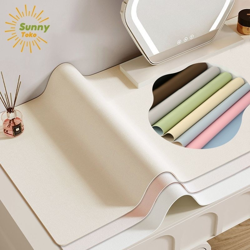 🚚[พร้อมส่ง] 🔥PU ผ้าปูโต๊ะ PVC ผ้าคลุมโต๊ะ กันลื่น กันน้ํามัน สีพื้น แบบเรียบง่าย สําหรับนักเรียน คอมพิวเตอร์ แผ่นรองโต๊ะ