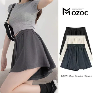 MOZOC S-088 กางเกงขาสั้น บบผูกเชือก สวมใส่สบาย ลําลองสําหรับสตรี เอวสูงขากว้างทรงหลวมขนาดพลัสเหมาะกับการเล่นฟิตเนส