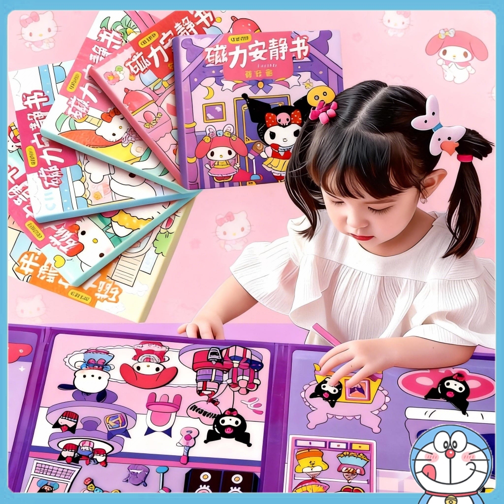 Sanrio หนังสือแม่เหล็ก หนังสือแฮนด์เมด ฉากแต่งตัว DIY ของเล่นเพื่อการศึกษา ญ กระดาษ