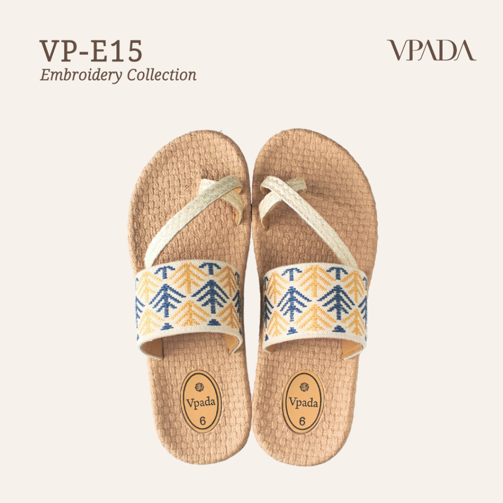Vpada_sandals_VP-E15 Embroidery Collection รองเท้าแตะชายหาดแบน รองเท้าแตะแฟชั่น