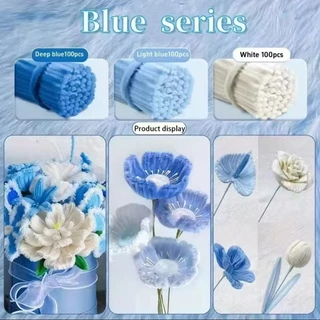 ลวดกำมะหยี่ 100ชิ้น 8 มม ที่มีสีสัน ดัดง่าย ขนนุ่มฟู ยาว 30cm หนา ทำดอกไม้ DIY จัดส่งจากประเทศไทย