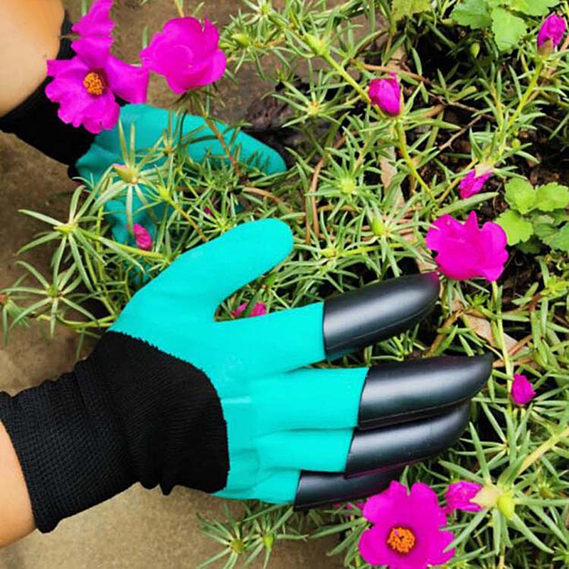 ถุงมือทำสวน ถุงมือขุดดิน พรวนดิน ถุงมือกันน้ำพร้อมที่พิมพ์พลาสติก สำหรับงานสวน พรวนดิน ปลูกต้นไม้