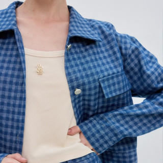 🫐Jacket  Jeans เสื้อแจ็คเก็ตยีนส์ ติซซี่ ลายตาราง กระเป๋าด้า…