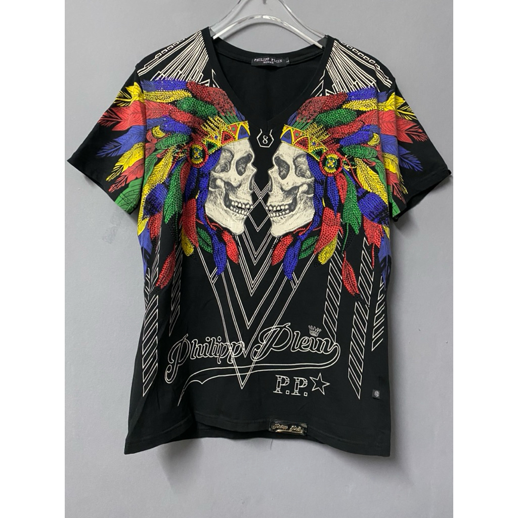 เสื้อยืดY2k PHILLIP PLEIN ลายเต็ม มือสอง มือ2