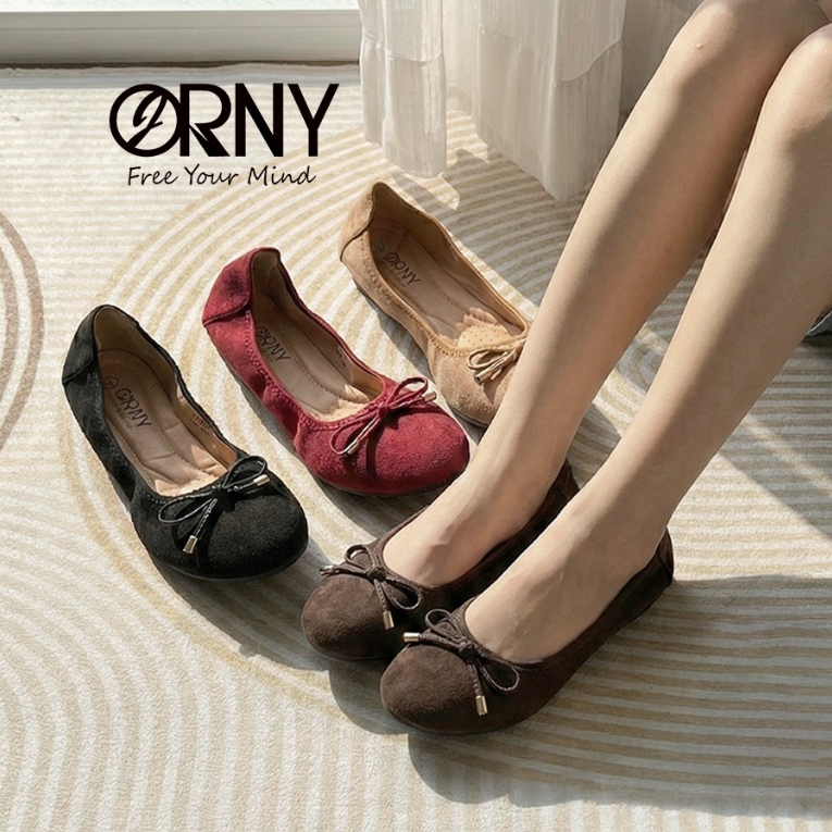 มีไซส์ 42 ✨ ORNY (ออร์นี่) ® รองเท้าคัชชูผู้หญิง กำมะหยี่หนังกลับ น้ำหนักเบา ใส่สบาย OY1231
