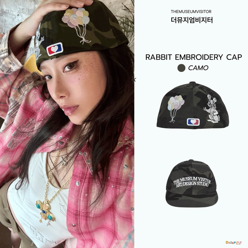 [ THE MUSEUM VISITOR ] หมวกแก็ป TMV - RABBIT EMBROIDERY CAP | Deep navy , Camo ( 100% Authentic ) 🇰🇷