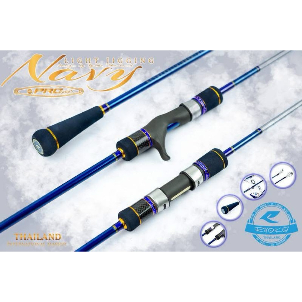 RYOKO NAVY PRO V.2 👍แถมผ้าบัพอย่างดี คันไลท์ จิ๊กกิ้ง Series 2026 For Light Jigging Rod.