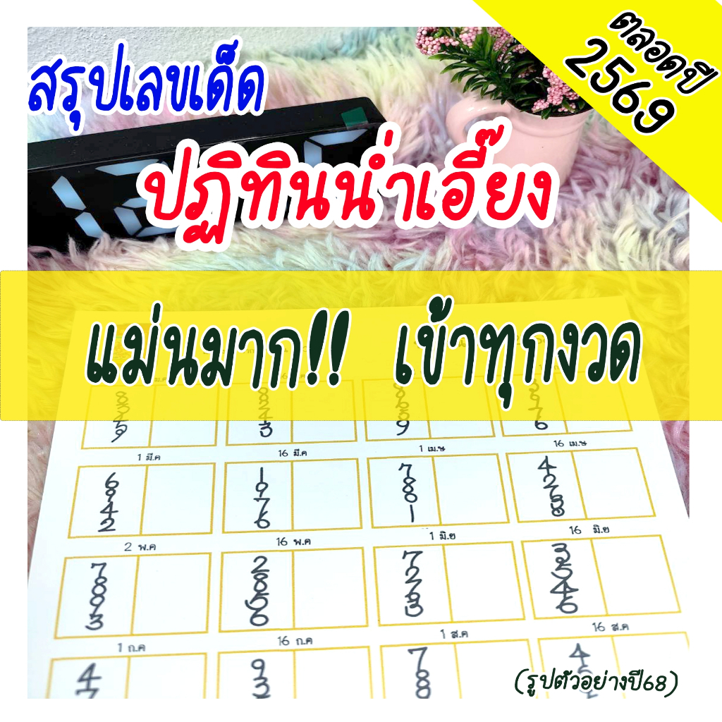 สรุปตัวเลขจาก ปฏิทินน่ำเอี๊ยง (1 ม.ค - 16 ธ.ค 69) ปฏิทินจีนน่ำเอี๊ยง ใบเลขปฏิทินจีน จูป๋อ 2569 ใบใบ้หวย เลขปฏิทินจีน - รูปที่ 2