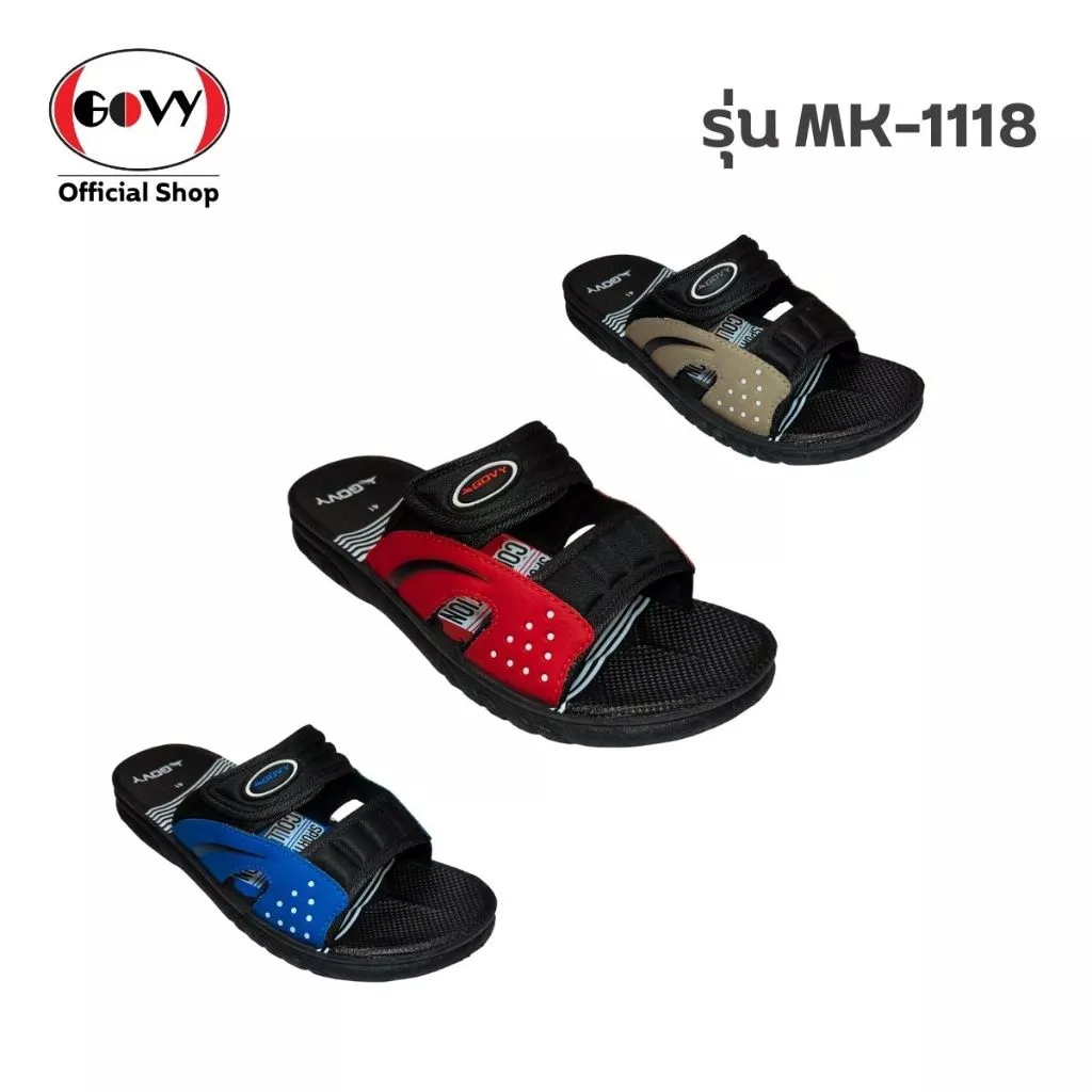 Govy โกวี่ รองเท้าแตะ รองเท้าลำลอง แบบสวม งานเย็บ สำหรับผู้ชาย รุ่น MK-1118 Size 39-44