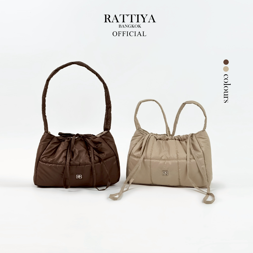 [RATTIYA BANGKOK] Small Puffer Gather Bag P-Nyl   / 2 colors  กระเป๋านุ่มนิ่ม ทรงเกี๊ยว ใบเล็ก น้ำหน