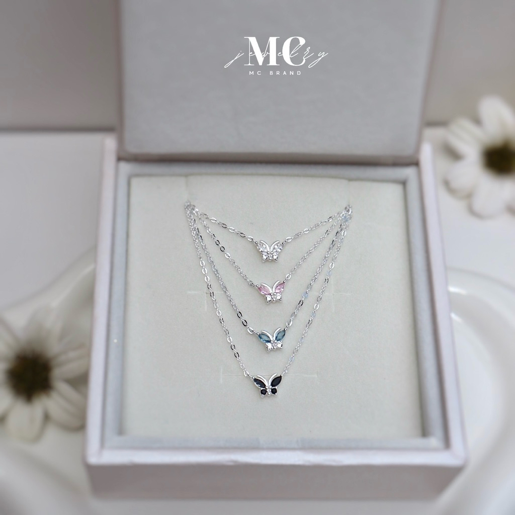 MCbrand.Jewelry🤍 สร้อยเงินเเท้92.5% รุ่น mini Butterfly Chainสร้อยผีเสื้อ🦋✨ลูกคุณหนูมาก⭐️🤍ไม่ลอก💎มีใบรับประกันเงินเเท้