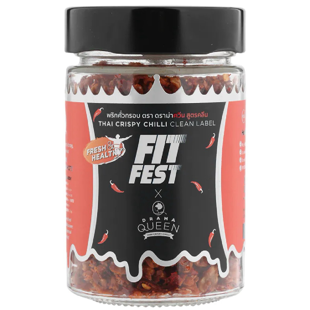 Drama Queen Fit Fest Thai Crispy Chili Clean 120g/Fit Fest Original Crispy Chili 20g พริกคั่วกรอบสูตรคลีน