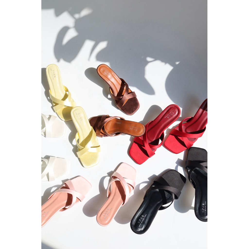 YOURSHOES B15 / รองเท้าส้นสูง 3นิ้ว รองเท้าผ้าซาติน รองเท้าออกงาน
