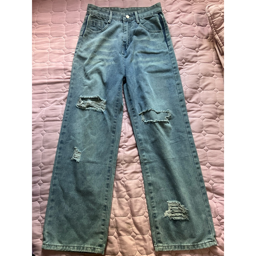 กางเกงยีนส์แต่งขาดป้ายnamcha