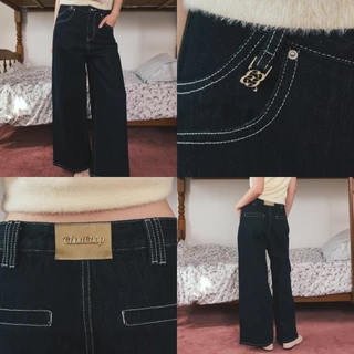CHUUCHOP - (XS-4XL) Jacky Jeans กางเกงยีนส์ขากระบอกใหญ่ เก็บสัดส่วนได้ดี(CJ002)