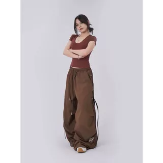 [Deformable dance wide-leg pants]กางเกงขากว้างสไตล์แจ๊สแดนซ์สำหรับผู้หญิงสไตล์ย้อนยุคสไตล์อเมริกัน