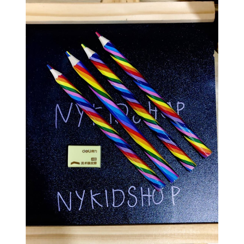 Rainbow pencil ดินสอสีไม้หลายสีในแท่งเดียว เนื้อสีไม่หักง่าย ระบายได้หลายสีในแท่งเดียว - รูปที่ 4