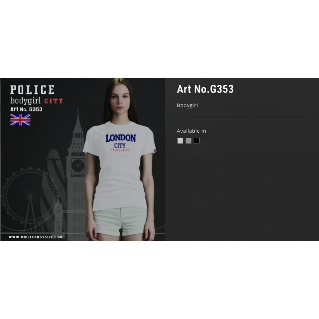 เสื้อยืดคอกลมผู้หญิง Police Brand Premium Cottons  เข้ารูป ใส่สบาย เรียบหรูดูดี