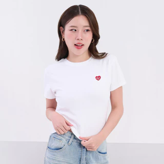 MEET ME - Top 0027 I ลาย HEART MEET MÉ เสื้อครอป ปักโลโก้หัวใจ