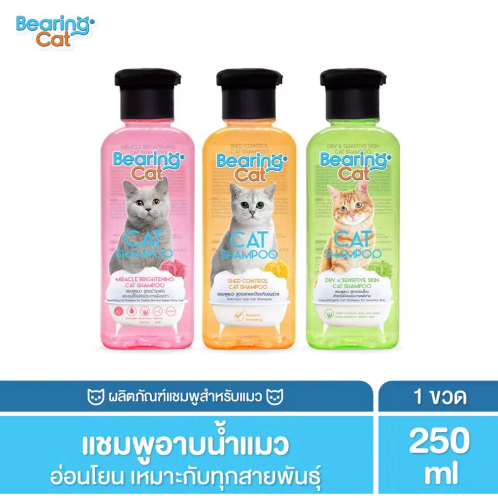 [350 Ml.] BEARING Cat แชมพูแมว แชมพูอาบน้ำแมว แมว สำหรับแมว สูตรอ่อนโยน สำหรับแมวทุกสายพันธุ์ Cat Shampoo