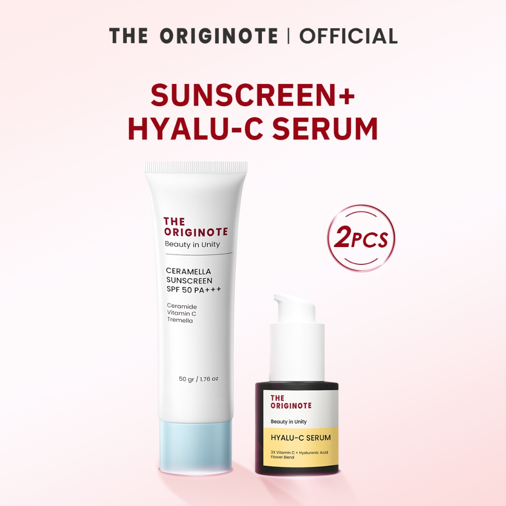[เซ็ตคู่] The Originote Hyalu-C Serum + Ceramella Sunscreen SPF 50PA+++ - เซรั่มไฮยา วิตซี  + ครีมกั