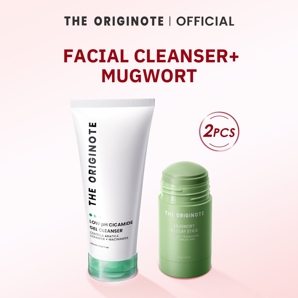 [เซ็ตคู่] The Originote Low pH Cicamide Facial Cleanser + Mugwort B3 Clay Stick - เซตคู่ดูแลผิวมัน ส