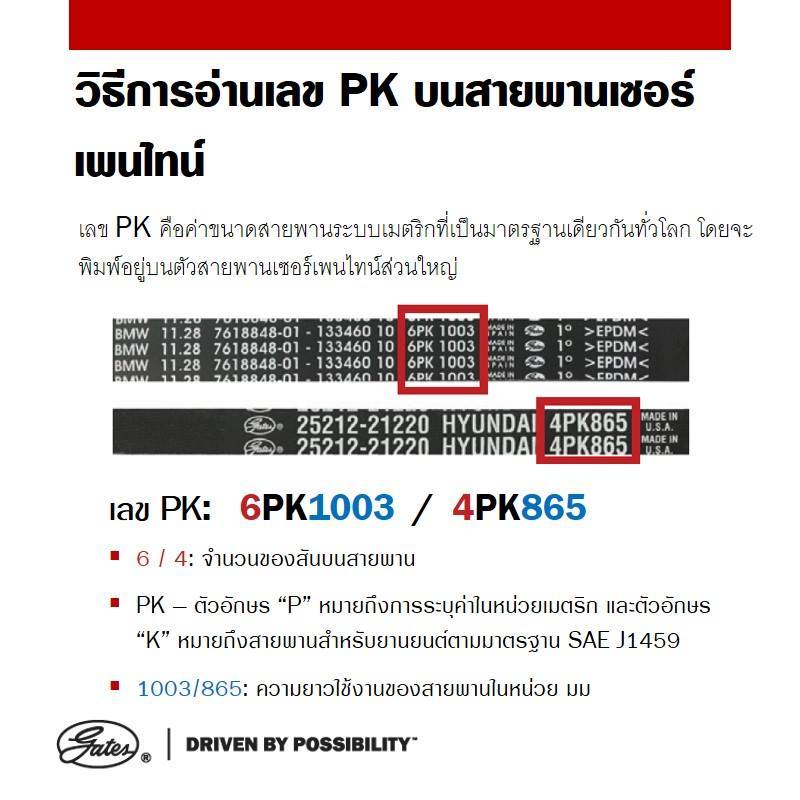 Gates  สายพานหน้าเครื่อง 5PK1135 สำหรับ Honda Jazz L15A7 ปี 2009 / L15Z  | 5 ร่อง 1135 mm