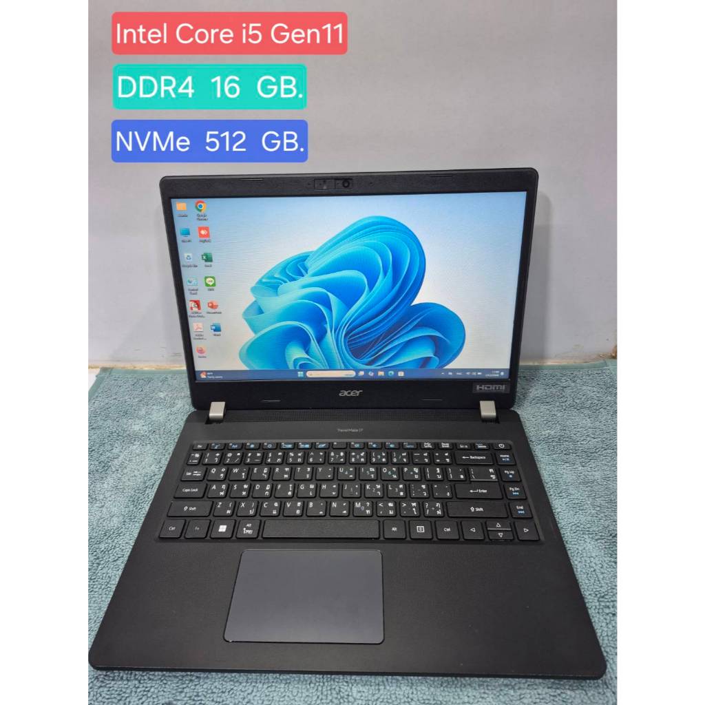 โน๊ตบุ๊ค Acer รุ่น Travelmate P214-53 (i5 Gen11)* DDR4  16 GB/NVMe 512  GB.*สินค้ามือสอง พร้อมใช้งาน