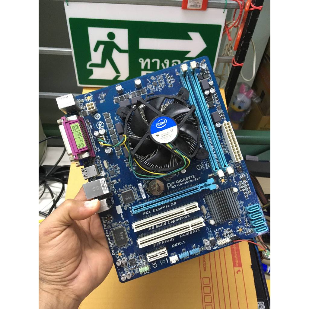 ชุด เมนบอร์ด MB LGA 1155 Gigabyte มือสอง มีผลเทส แถม CPU i3 2100