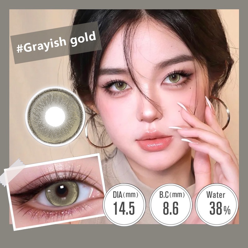 Yilala เลนส์อ่อนสำหรับตาปกติและสายตาสั้น คอนแทคเลนส์สีน้ำตาลเกาหลี 1 คู่ - 14.5 มม