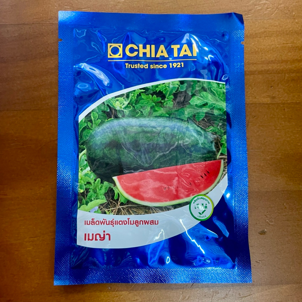 เมญ่า แตงโมทรงตอปิโด ผิวลาย ตราเจียไต๋ ขนาด 40 กรัม(หมดอายุ 4/70)