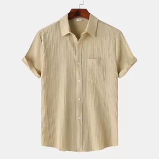 Estivo เสื้อเชิ้ตชายแขนสั้น ผ้าสบาย ระบายความร้อน หลายสี 24ชั่วโมงจัดส่ง