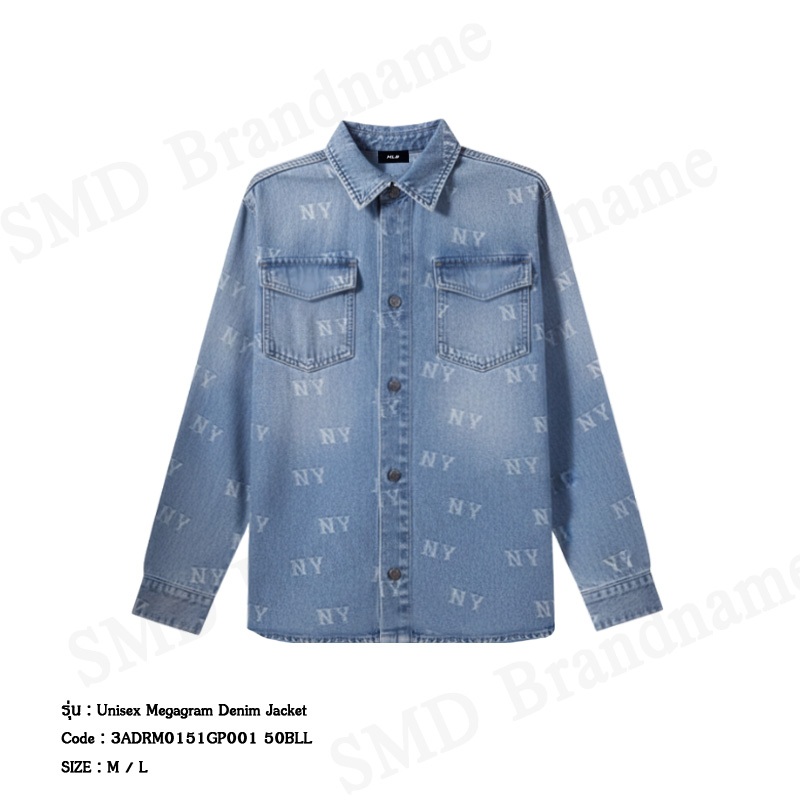 MLB เสื้อแจ็คเก็ตแขนยาว รุ่น Unisex Megagram Denim Jacket Code: 3ADRM0151 50BLL